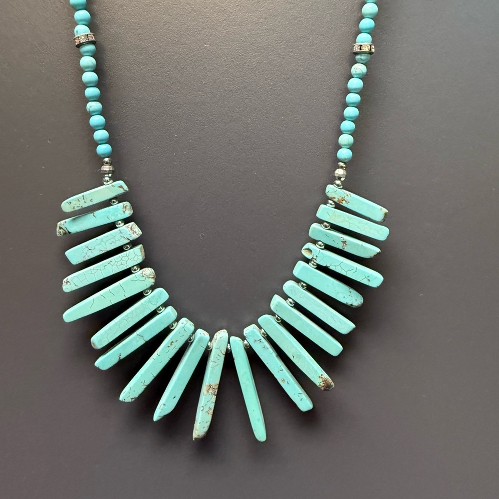 Kinsley Armelle - Paparazzi Turquoise (Howlite) Fringe Bar & Beaded Necklace